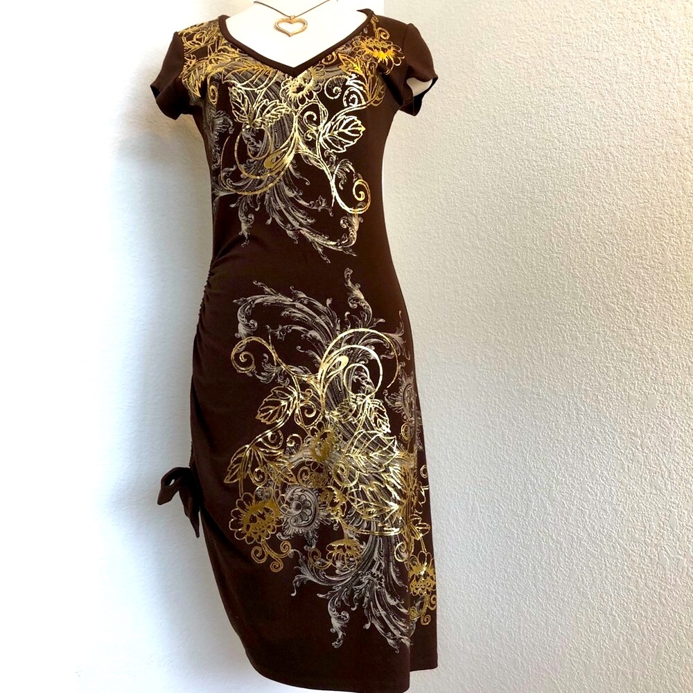 🌻Cache Chocolate Brown dress S